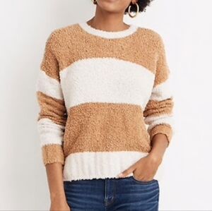 Madewell Brown White Teddy Striped Pullover Sweater Small